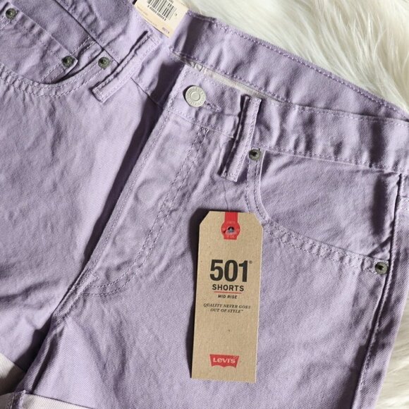 NEW Levi's 501 Purple Denim Hipster Shorts Size 28 - Picture 2 of 7